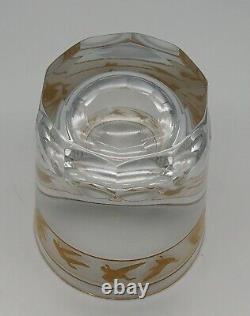 Val St Lambert Crystal Gold Mallards on Clear Double Old Fashioned Whiskey Glass