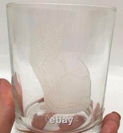 Very Rare Set of 4 Etched Cat Rocks Glasses Burmese Manx Persian Rex France