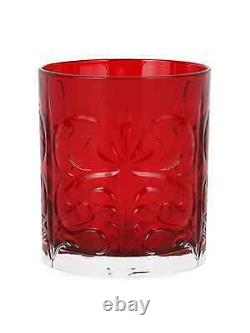 Vietri Barocco 4 Ruby Double Old Fashioned DOF Bar Glass Set Italy NWT