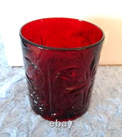 Vietri Barocco 4 Ruby Double Old Fashioned DOF Bar Glass Set Italy NWT
