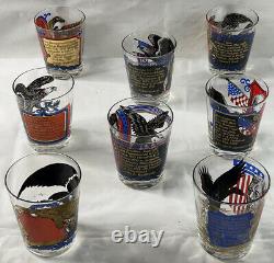 Vintage 1971 Set Of 8 Old Fashioned Presidents Highball BarWare Glasses Kennedy