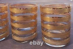 Vintage 4 Culver LTD 22K gold Glasses double Old Fashioned mint condition