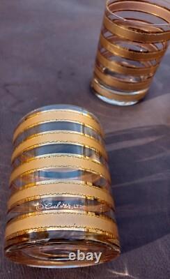 Vintage 4 Culver LTD 22K gold Glasses double Old Fashioned mint condition
