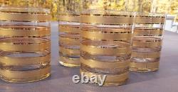Vintage 4 Culver LTD 22K gold Glasses double Old Fashioned mint condition