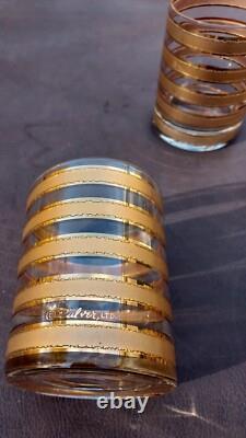 Vintage 4 Culver LTD 22K gold Glasses double Old Fashioned mint condition