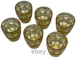 Vintage 6 Set Fostoria Moonstone Yellow Double Old Fashioned Glass 4 in Tall