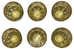 Vintage 6 Set Fostoria Moonstone Yellow Double Old Fashioned Glass 4 in Tall