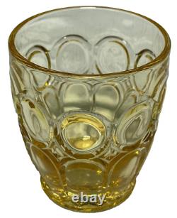 Vintage 6 Set Fostoria Moonstone Yellow Double Old Fashioned Glass 4 in Tall