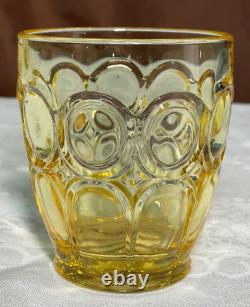 Vintage 6 Set Fostoria Moonstone Yellow Double Old Fashioned Glass 4 in Tall