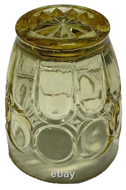 Vintage 6 Set Fostoria Moonstone Yellow Double Old Fashioned Glass 4 in Tall