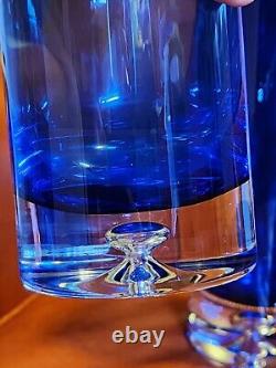 Vintage BLOCK Stockholm Cobalt Blue Double Old Fashioned Rock Glasses & Pitcher