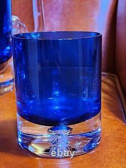 Vintage BLOCK Stockholm Cobalt Blue Double Old Fashioned Rock Glasses & Pitcher