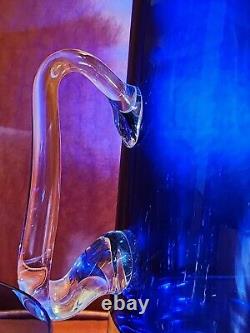 Vintage BLOCK Stockholm Cobalt Blue Double Old Fashioned Rock Glasses & Pitcher