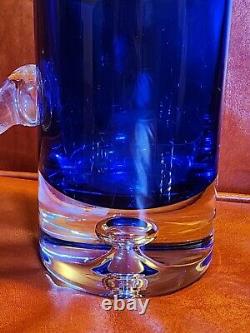 Vintage BLOCK Stockholm Cobalt Blue Double Old Fashioned Rock Glasses & Pitcher