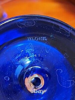 Vintage BLOCK Stockholm Cobalt Blue Double Old Fashioned Rock Glasses & Pitcher