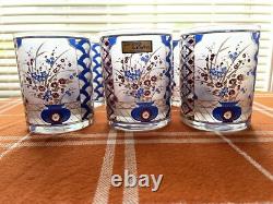 Vintage CULVER IMARI Double Old Fashioned Low Ball Glasses Set of 6 MCM Barware