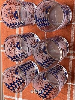 Vintage CULVER IMARI Double Old Fashioned Low Ball Glasses Set of 6 MCM Barware