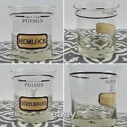 Vintage Cera Name Your Poison Glasses Old Fashioned Double Rocks Set of 6 MCM