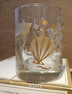 Vintage Culver Atlantis Glasses 4PC Raised 22k Gold Double Old Fashioned MCM