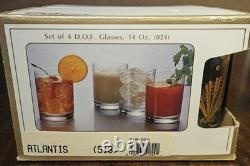 Vintage Culver Atlantis Glasses 4PC Raised 22k Gold Double Old Fashioned MCM