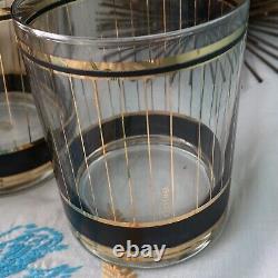 Vintage Culver Double Old Fashioned Cocktail Glasses 14oz Devon Black Ice Bucket