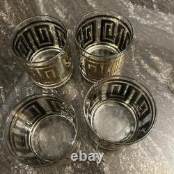 Vintage Culver Gold Greek Key Barware Double Old Fashioned Glasses Set of 8