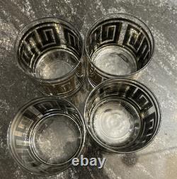 Vintage Culver Gold Greek Key Barware Double Old Fashioned Glasses Set of 8
