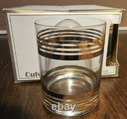 Vintage Culver Regency Glasses Set of 4 Raised 22k Gold Double Old Fashioned MCM