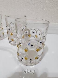 Vintage Cut Crystal Whiskey Glasses Double Old Fashioned Moon & Stars Set Of 6