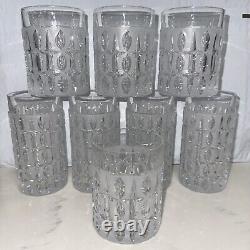 Vintage GORHAM Olive Cut Mid Century Modern Double Old Fashioned Crystal Glasses