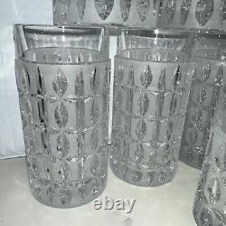Vintage GORHAM Olive Cut Mid Century Modern Double Old Fashioned Crystal Glasses