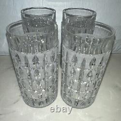 Vintage GORHAM Olive Cut Mid Century Modern Double Old Fashioned Crystal Glasses