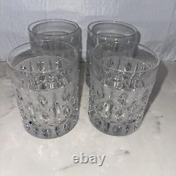 Vintage GORHAM Olive Cut Mid Century Modern Double Old Fashioned Crystal Glasses