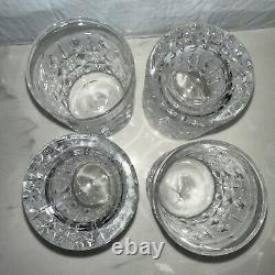 Vintage GORHAM Olive Cut Mid Century Modern Double Old Fashioned Crystal Glasses