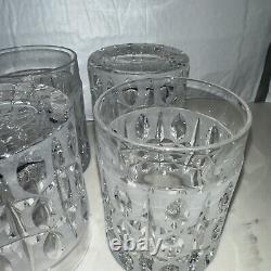 Vintage GORHAM Olive Cut Mid Century Modern Double Old Fashioned Crystal Glasses