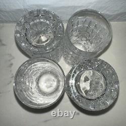 Vintage GORHAM Olive Cut Mid Century Modern Double Old Fashioned Crystal Glasses