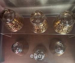 Vintage Georges Briard Spanish Gold Double Old Fashioned Slant Glasses Set Of 6