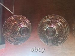 Vintage Georges Briard Spanish Gold Double Old Fashioned Slant Glasses Set Of 6