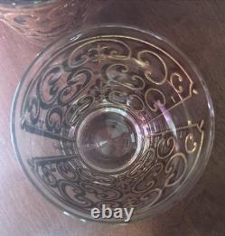 Vintage Georges Briard Spanish Gold Double Old Fashioned Slant Glasses Set Of 6