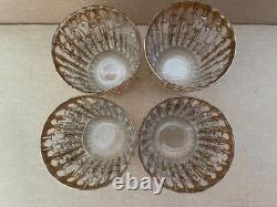 Vintage IMPERIAL GLASS Bamboo Bambu Double Old Fashioned Glasses 4pc GOLD MCM #1