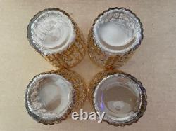 Vintage IMPERIAL GLASS Bamboo Bambu Double Old Fashioned Glasses 4pc GOLD MCM #1