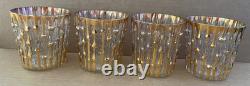 Vintage IMPERIAL GLASS Bamboo Bambu Double Old Fashioned Glasses 4pc GOLD MCM #2
