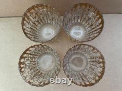 Vintage IMPERIAL GLASS Bamboo Bambu Double Old Fashioned Glasses 4pc GOLD MCM #2