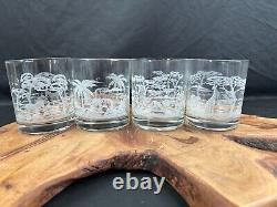 Vintage L Mauri African Safari Old Fashioned Glasses Set of 4