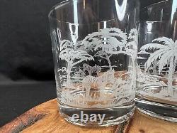 Vintage L Mauri African Safari Old Fashioned Glasses Set of 4