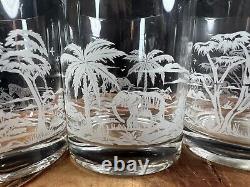 Vintage L Mauri African Safari Old Fashioned Glasses Set of 4