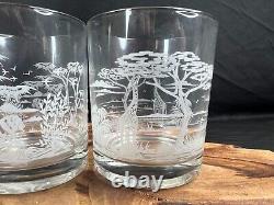 Vintage L Mauri African Safari Old Fashioned Glasses Set of 4