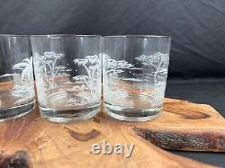 Vintage L Mauri African Safari Old Fashioned Glasses Set of 4