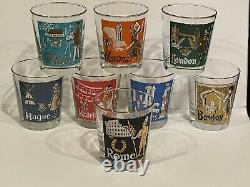 Vintage Libbey International Cities of World Double Old Fashioned Glasses Set 8