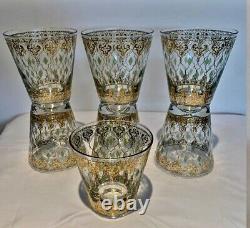 Vintage MCM Culver Valencia 22 K Double Old Fashioned Glasses X7